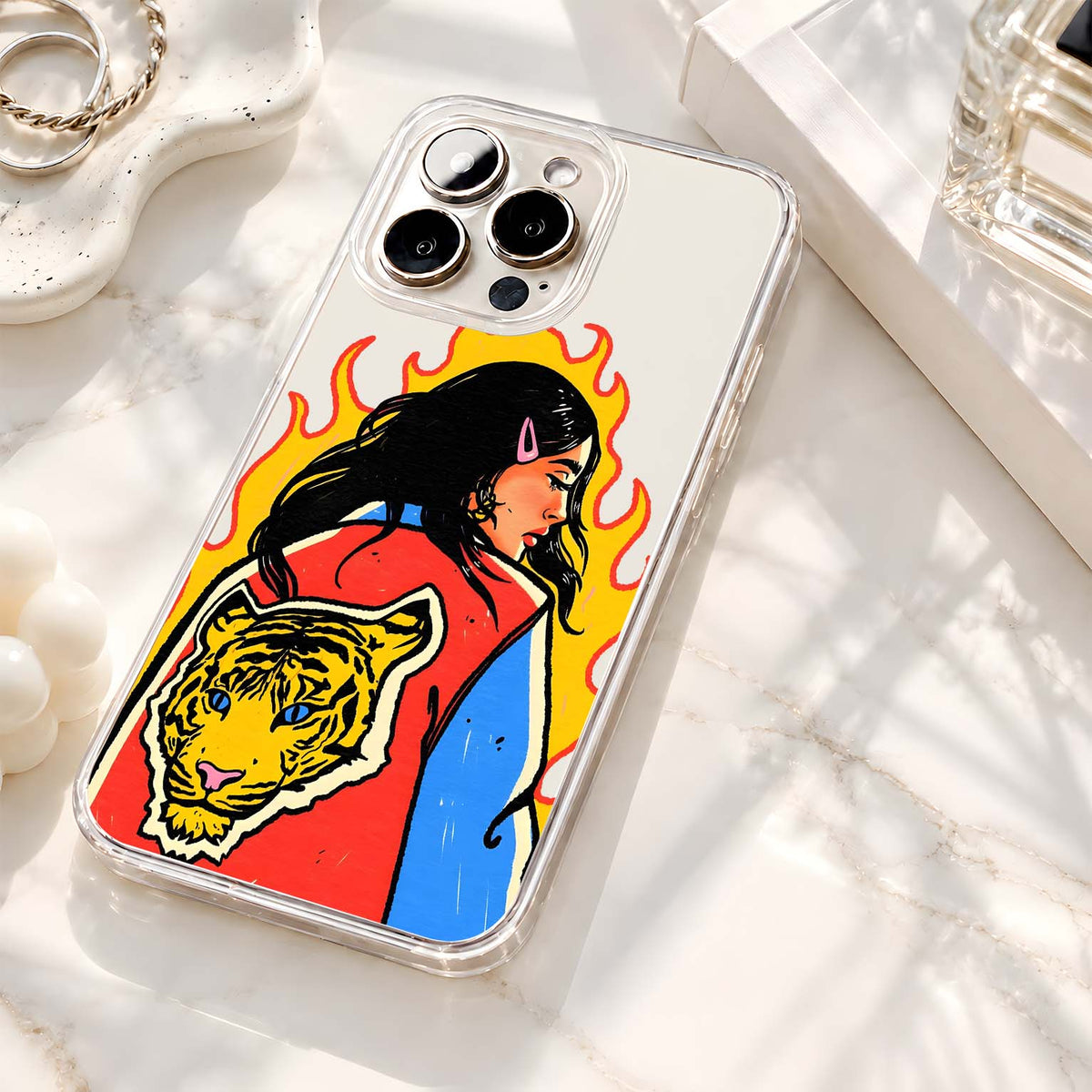 Fiery Tiger Girl Clear Silicon Cover