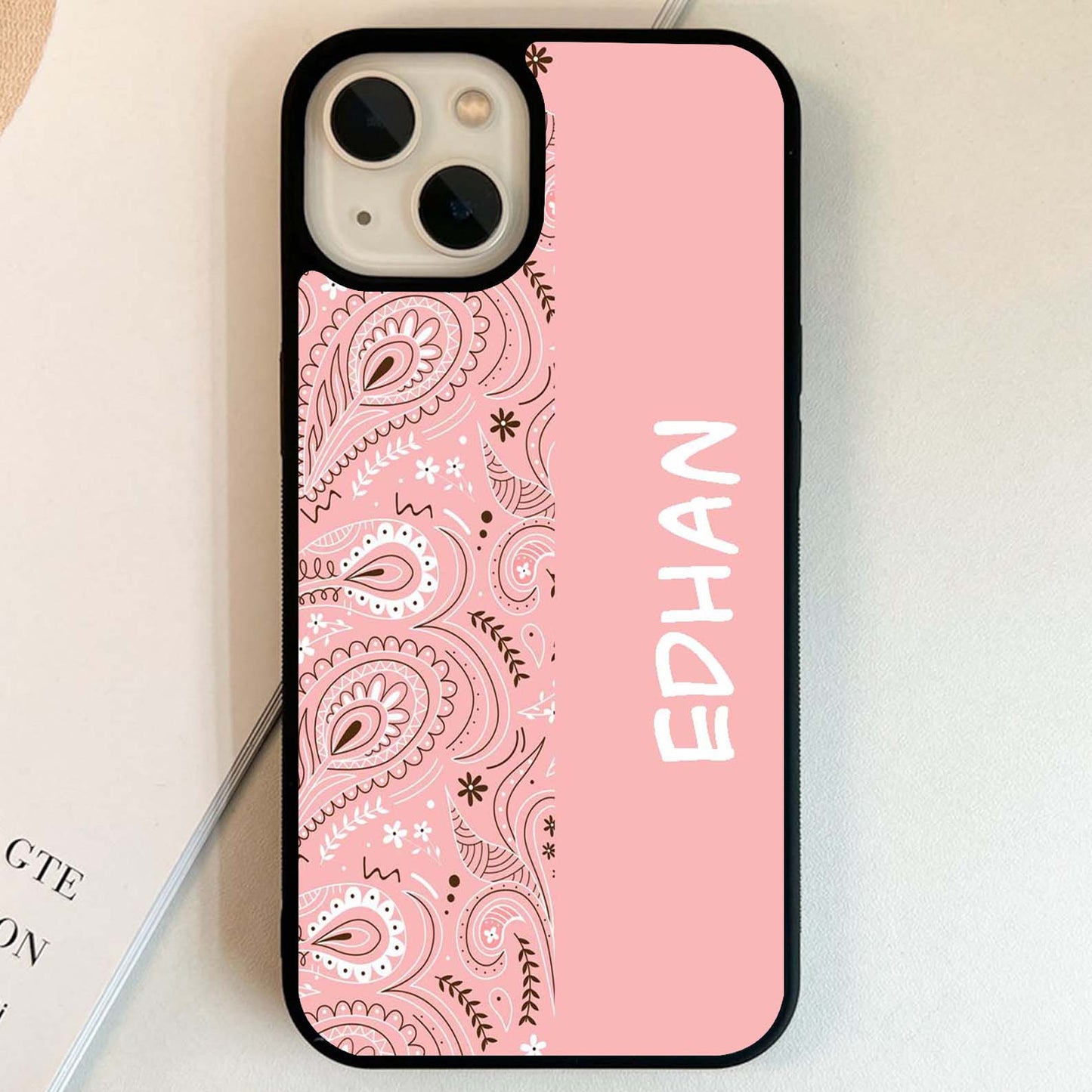 Custom Name Pink Link Art Glass Case