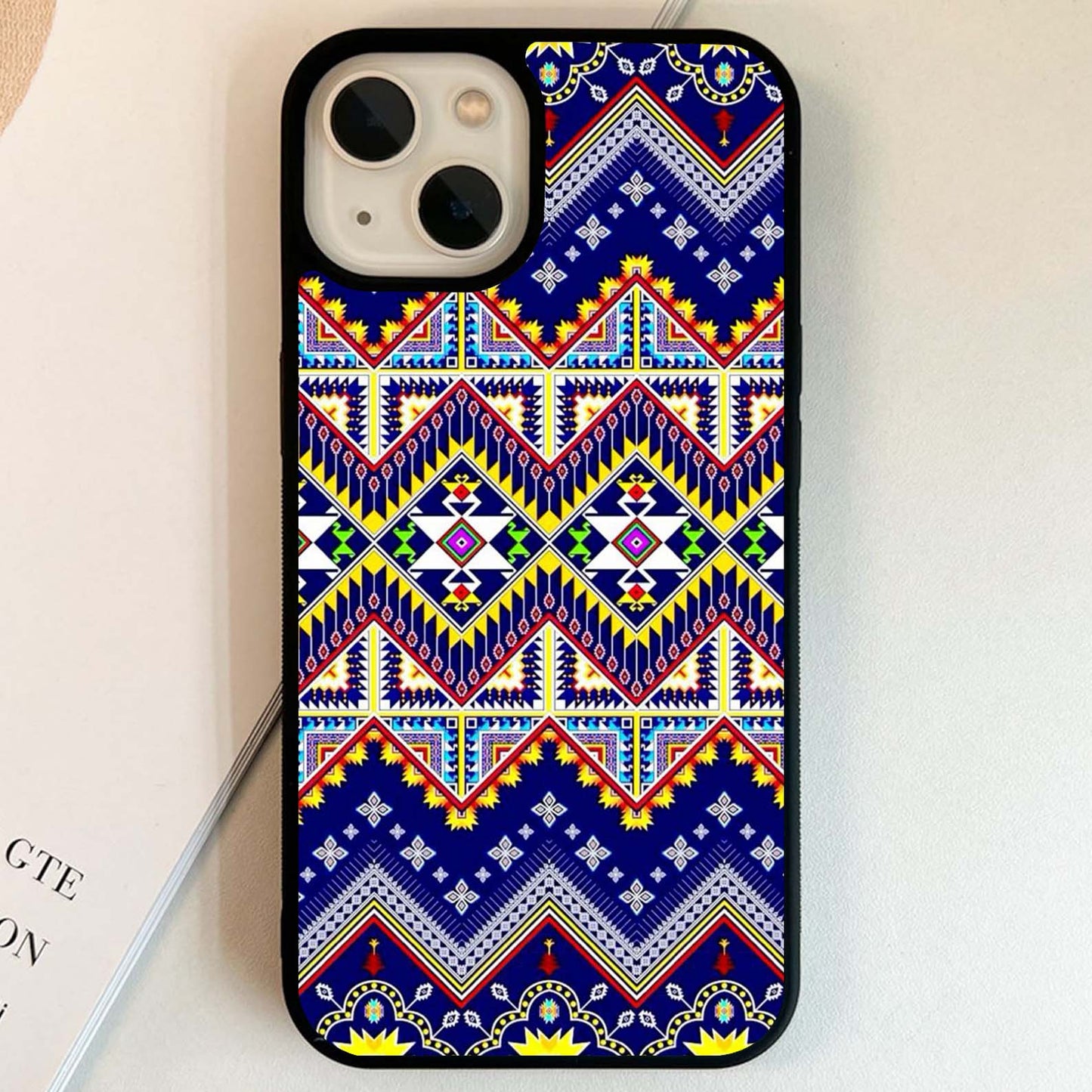 Blue Colorful Pattern Glass Case