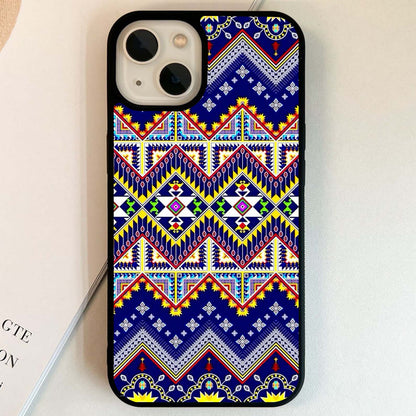 Blue Colorful Pattern Glass Case