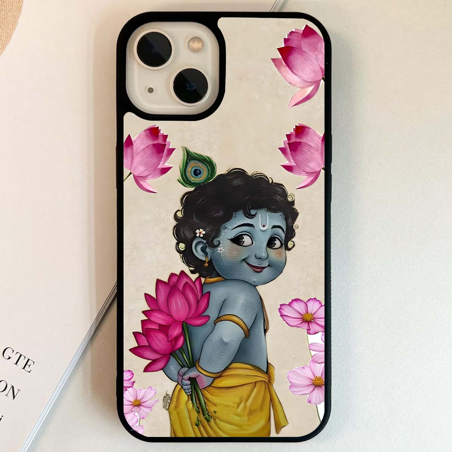Krishna Lotus Smile Glass Case