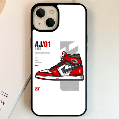 Retro Sneaker Blueprint Glass Case