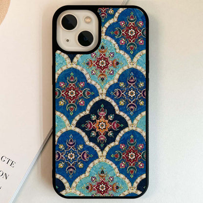 Blue Floral Pattern Glass Case