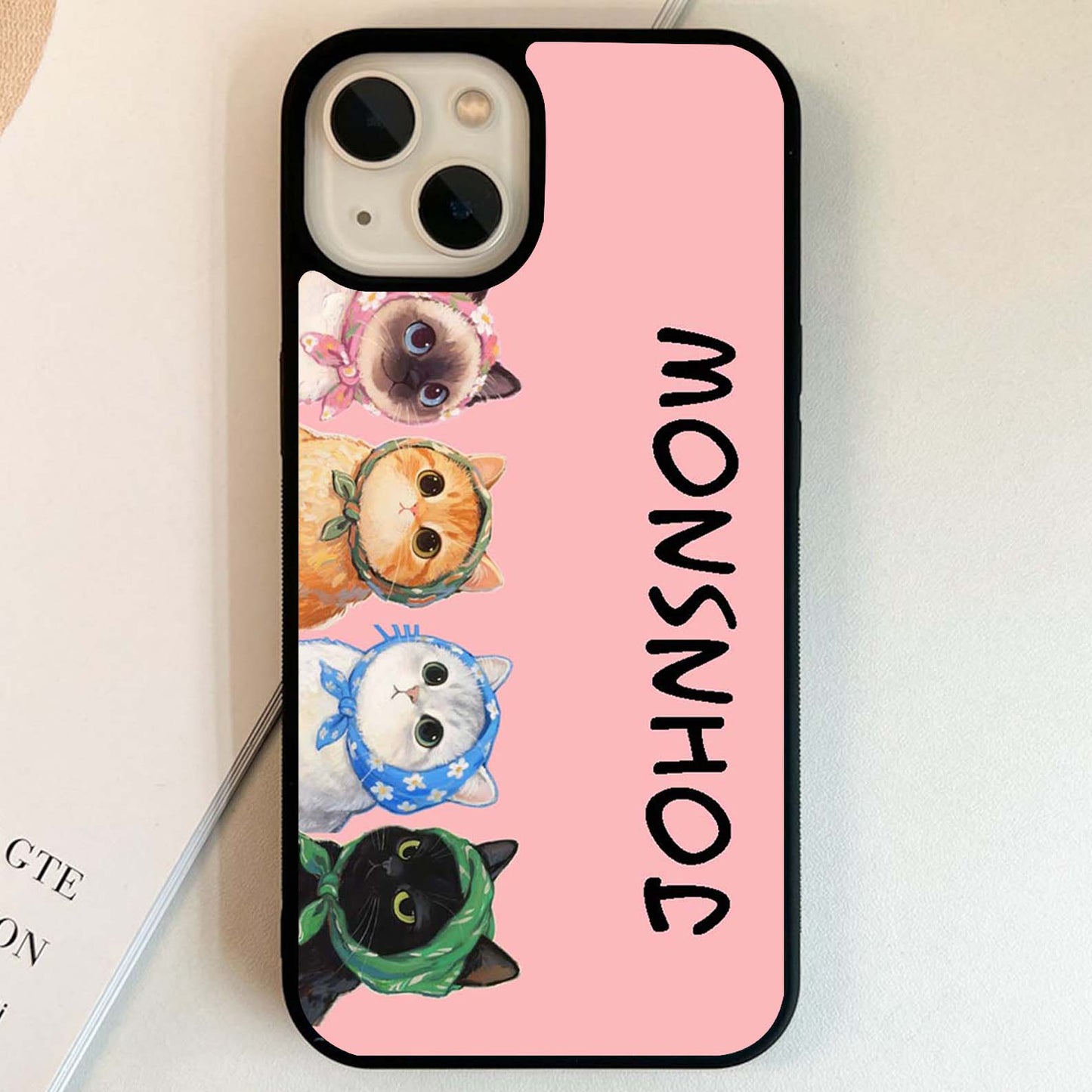 Custom Name Cute Cats Glass Case