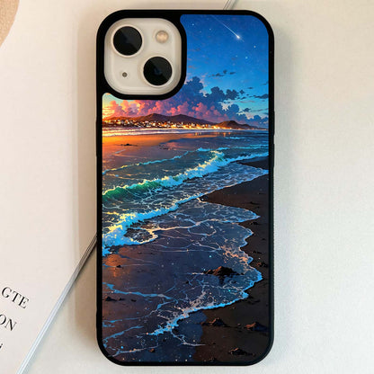 Starlit Coastal Waves Glass Case