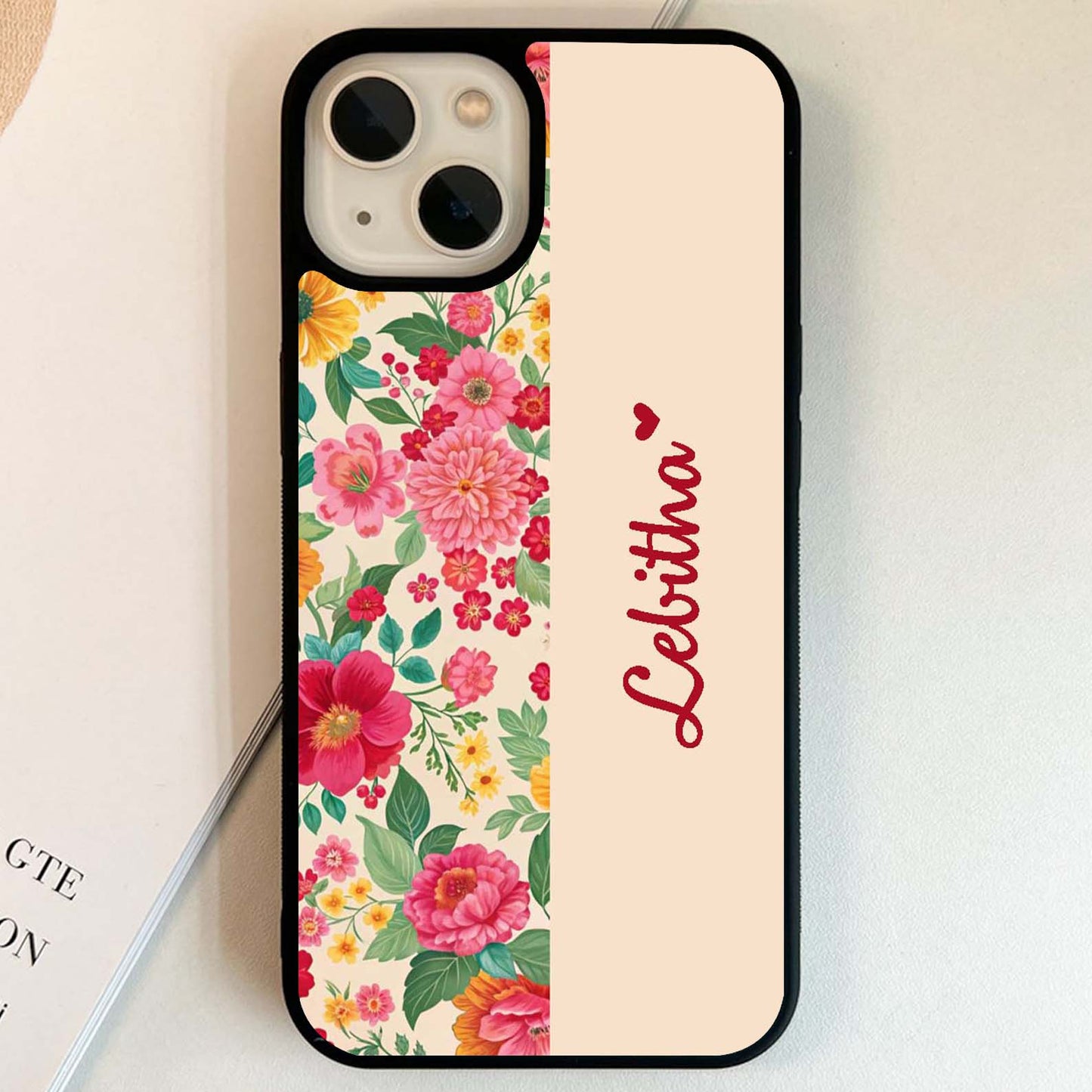 Custom Name Flower Drift Glass Case