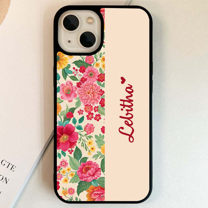 Custom Name Flower Drift Glass Case