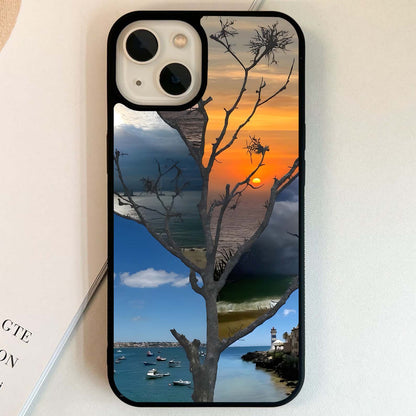 Sunset Tree Reflections Glass Case