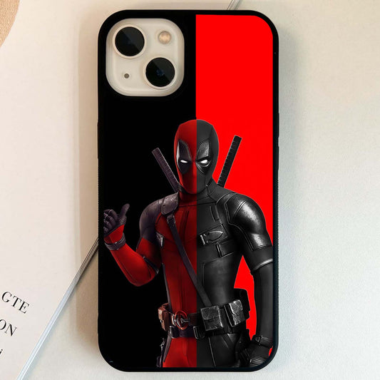 Red & Black Deadpool Theme Glass Case