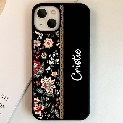 Custom Name Traditional Flower Glass Case