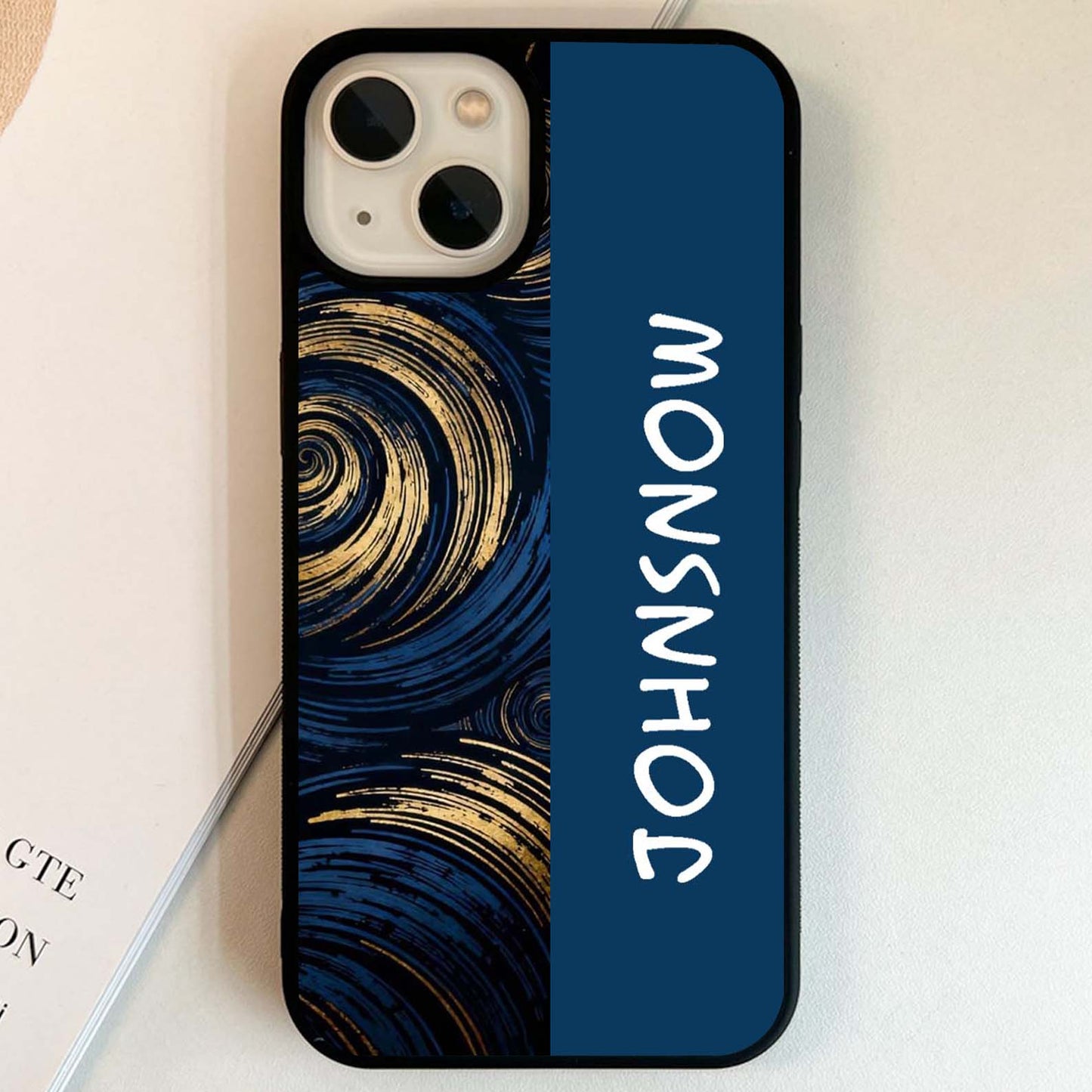 Custom Name Starry Night Flower Glass Case