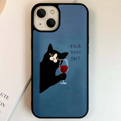 Midnight Wine Cat Glass Case