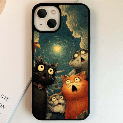 Moon Shocked Cat Glass Case