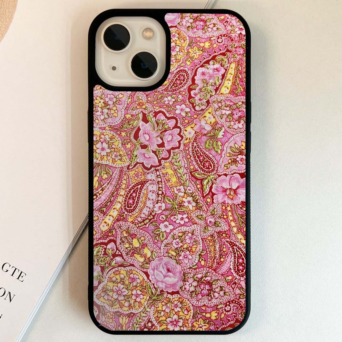 Pink Paisley Blossom Glass Case