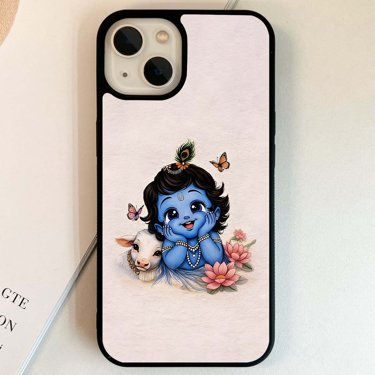 Krishna Cow Cuddle Glass Case