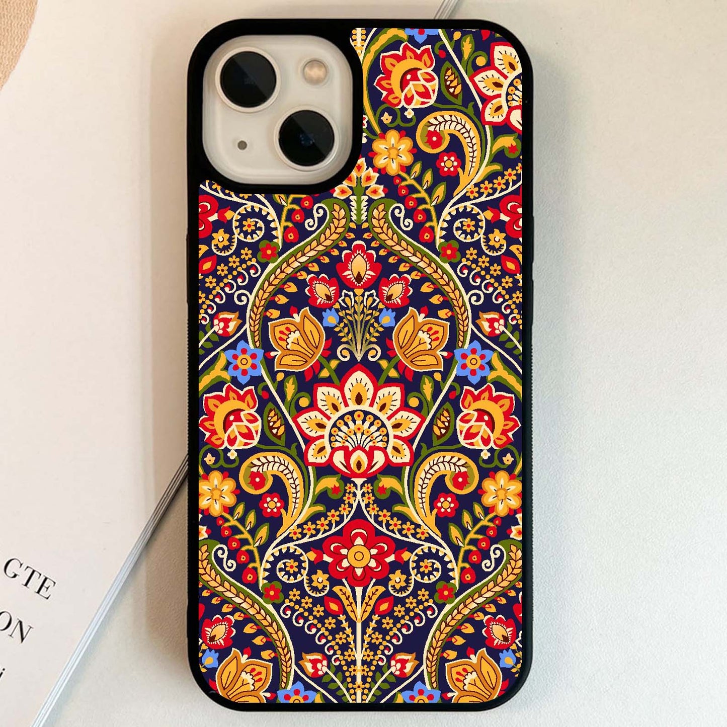 Midnight Floral Tapestry Glass Case