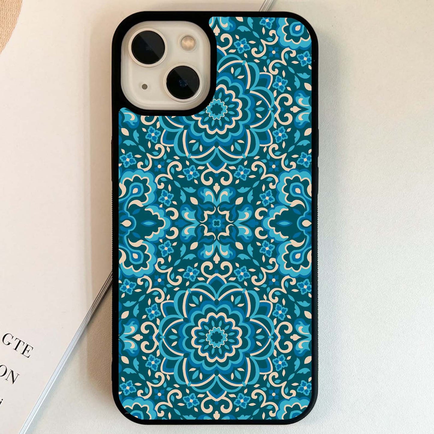 Azure Mandala Blossom Glass Case