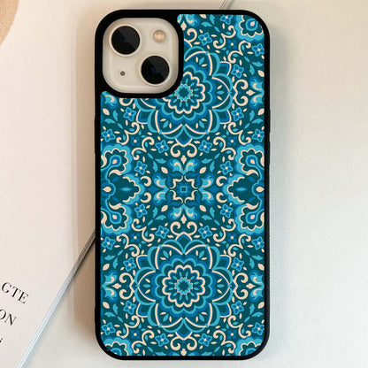 Azure Mandala Blossom Glass Case