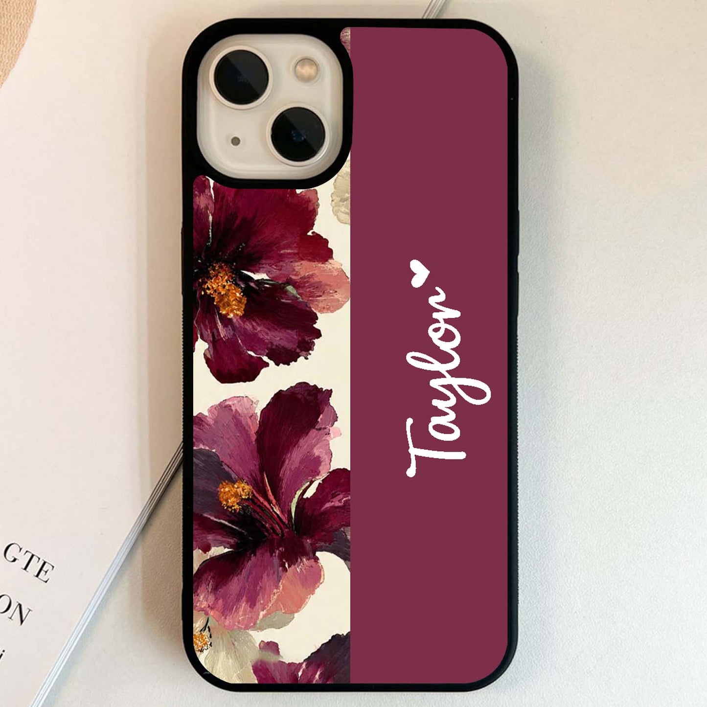 Custom Name Velvet Petal Dream Glass Case