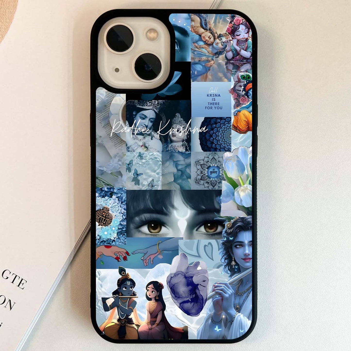 Krishna Divine Collage Glass Case