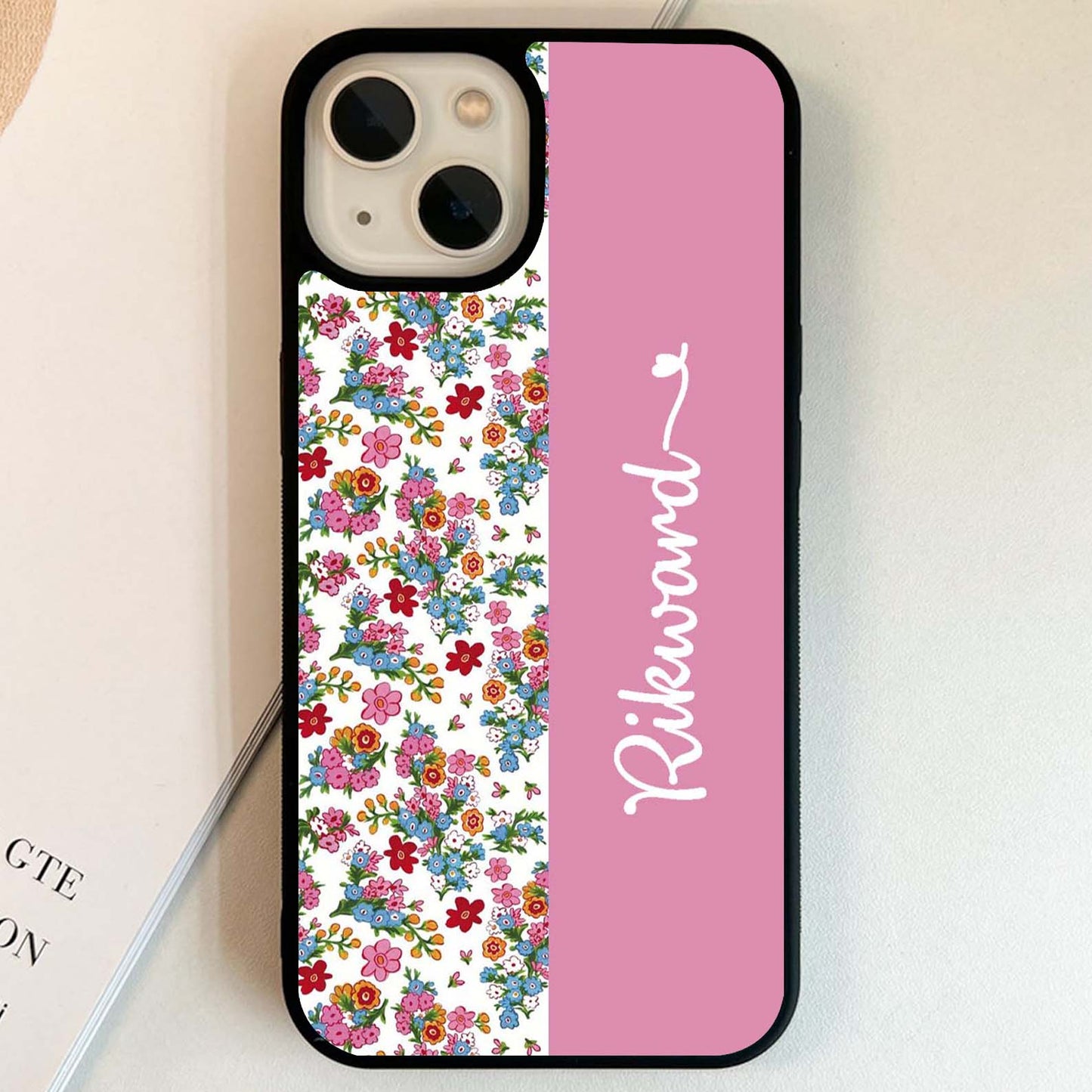 Custom Name Vintage Floral Glass Case