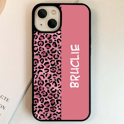 Pink Leopard Custom Name Glass Case