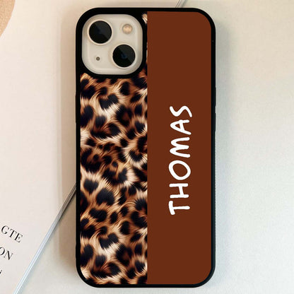 Custom Name Brown Leopard Glass Case