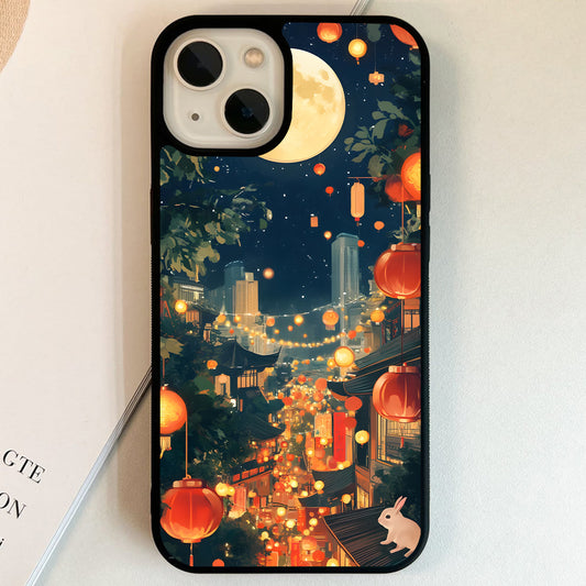 Moonlit Lantern Festival Glass Case