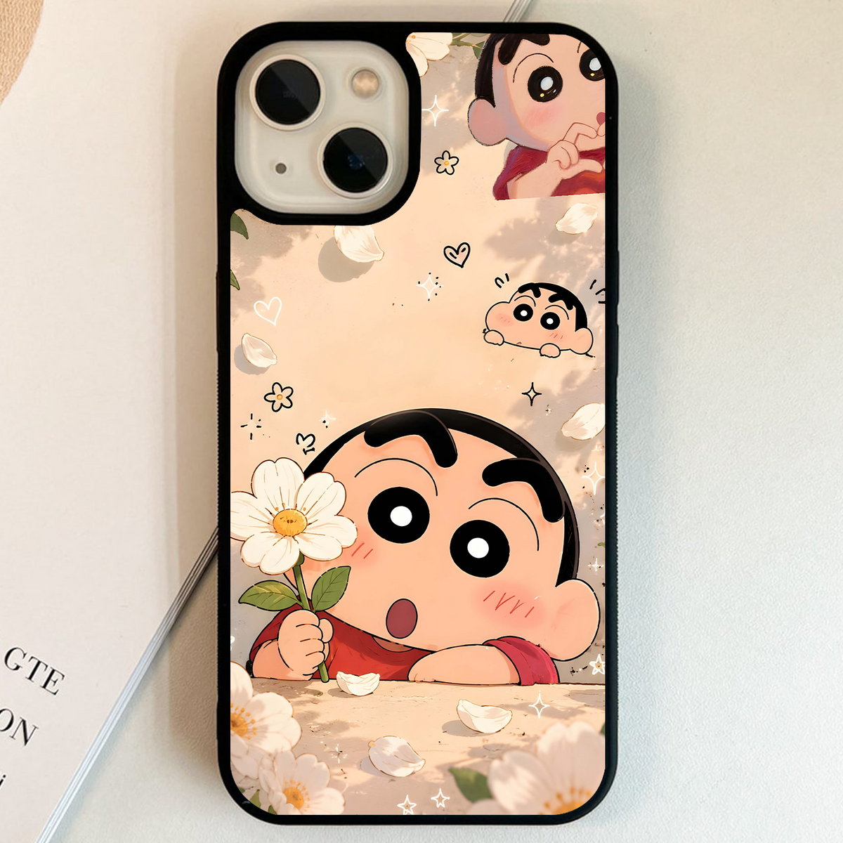 Floral Cute Shinchan Glass Case