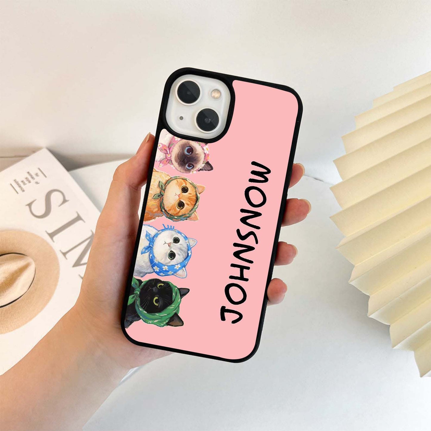 Custom Name Cute Cats Glass Case