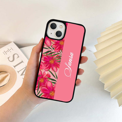 Custom Name Pink Blossom Drift Glass Case