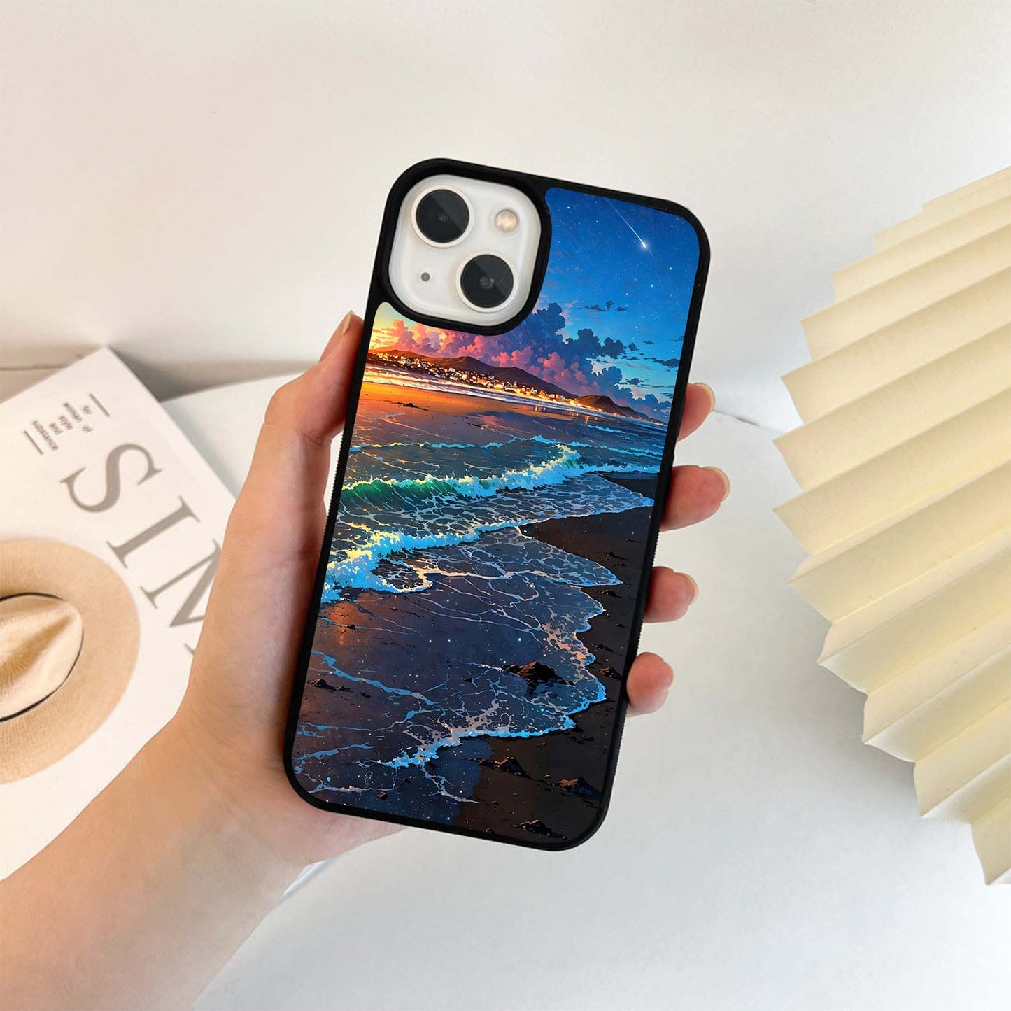 Starlit Coastal Waves Glass Case