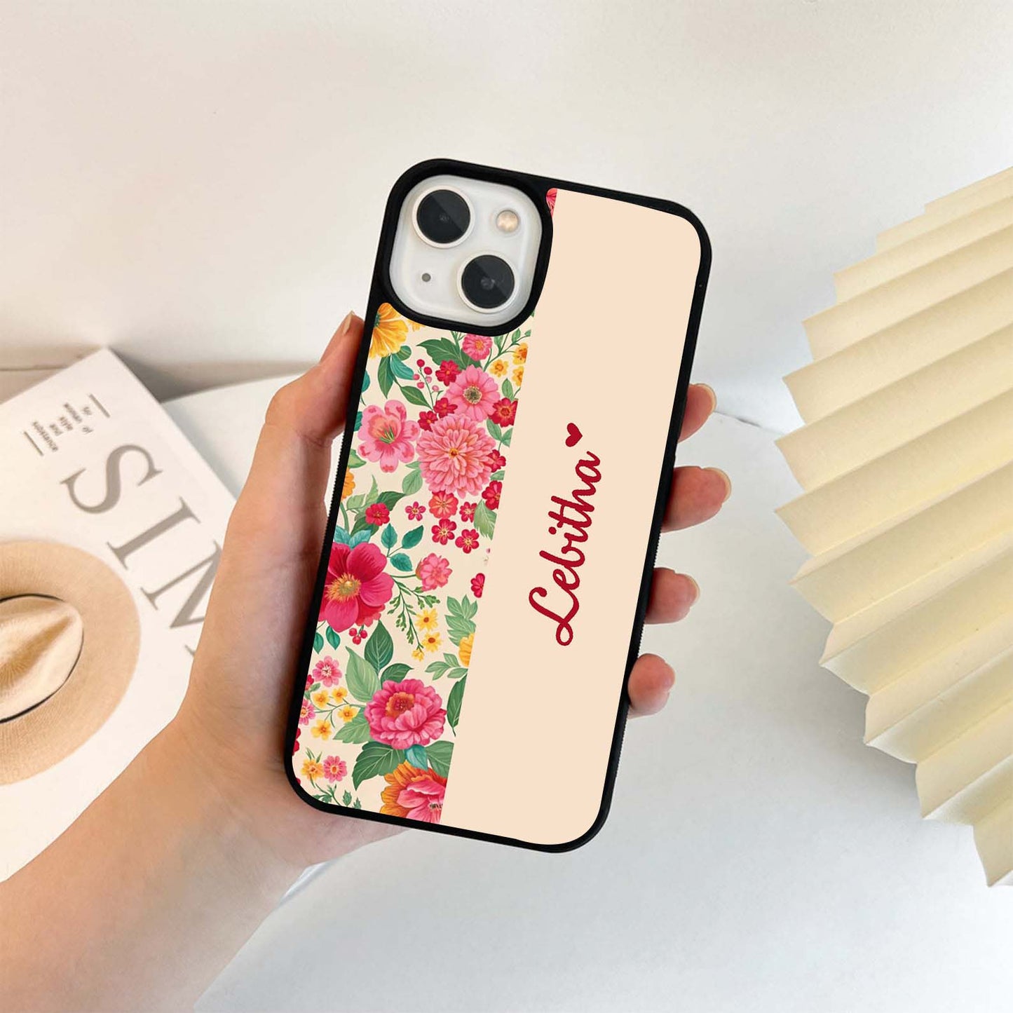 Custom Name Flower Drift Glass Case