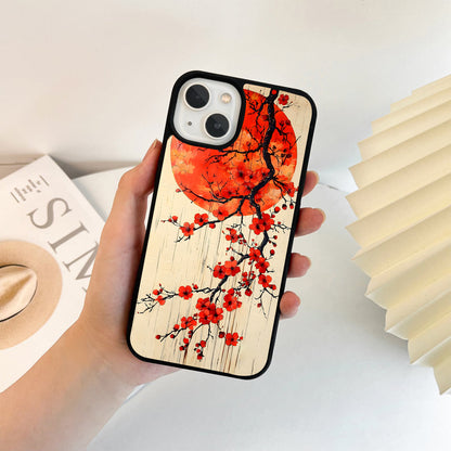 Crimson Sakura Bloom Glass Case