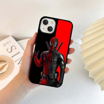 Red & Black Deadpool Theme Glass Case
