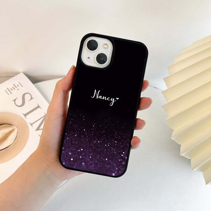 Glittery Purple Bokeh Custom Name Glass Case