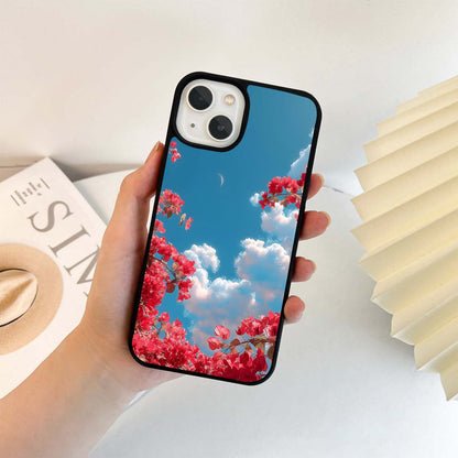 Blossoms Under Crescent Sky Glass Case