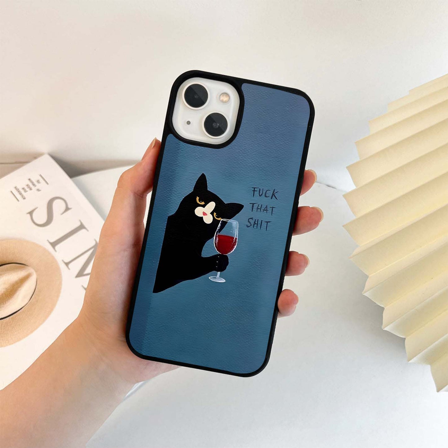 Midnight Wine Cat Glass Case