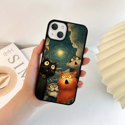Moon Shocked Cat Glass Case