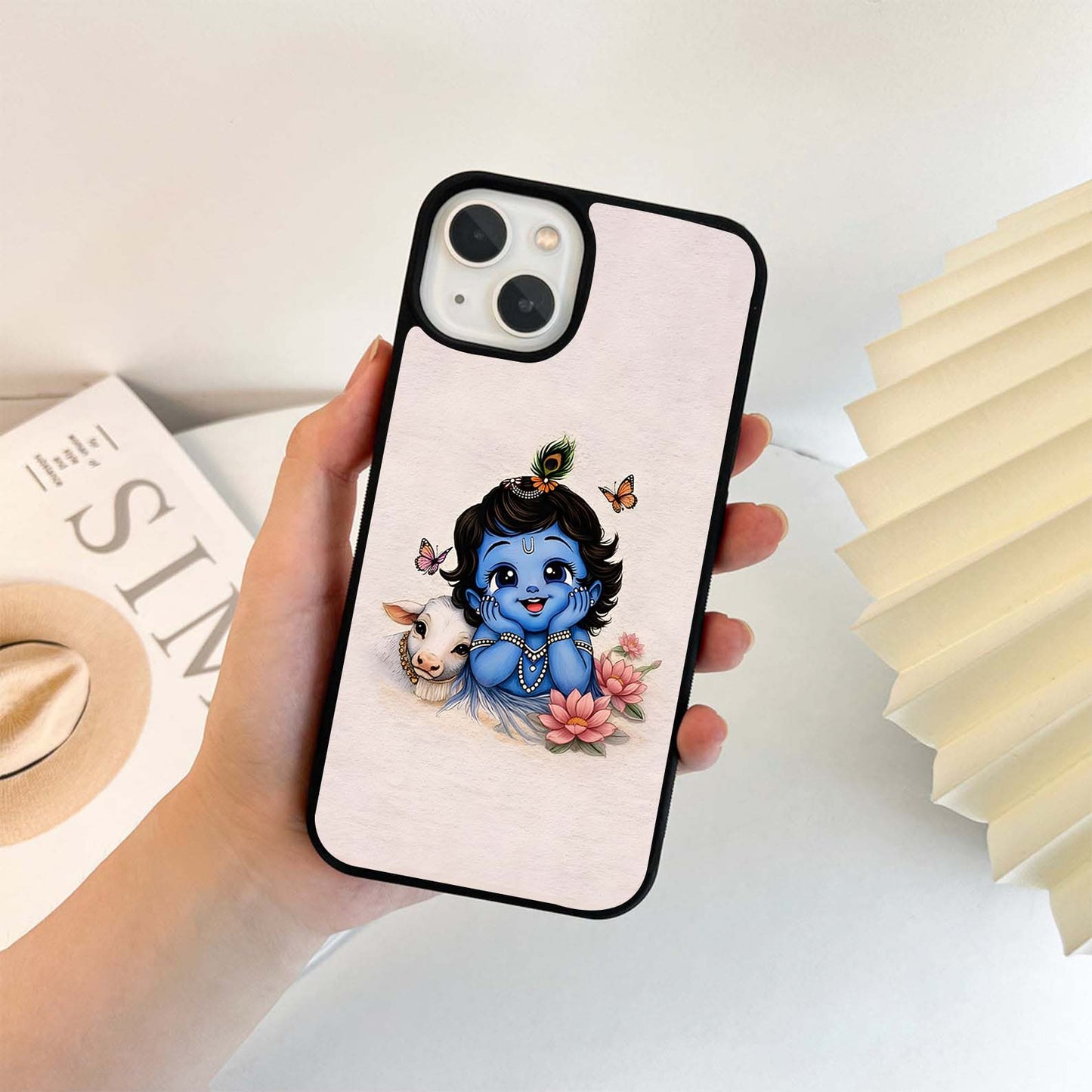 Krishna Cow Cuddle Glass Case