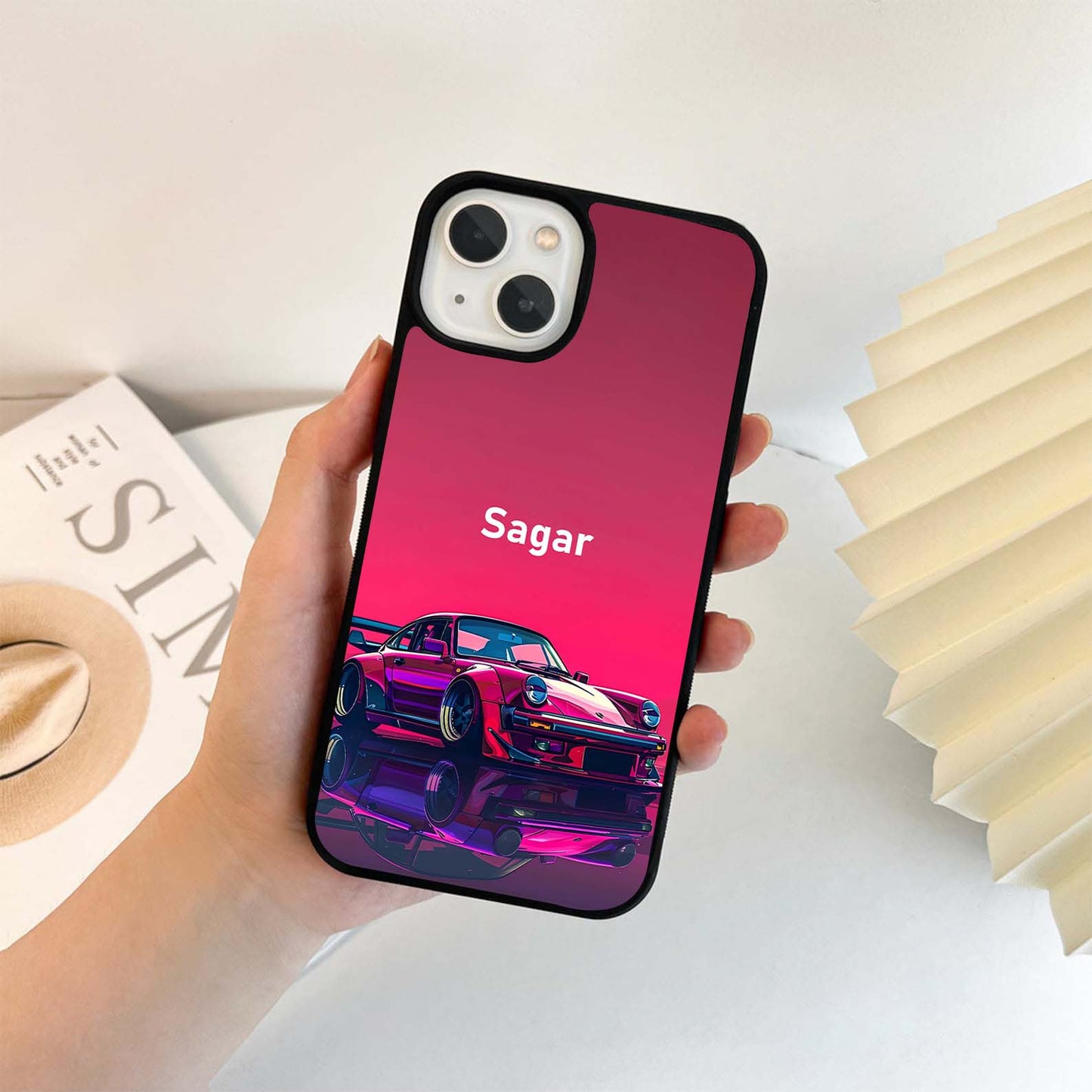 Neon Pink Porsche Glass Case
