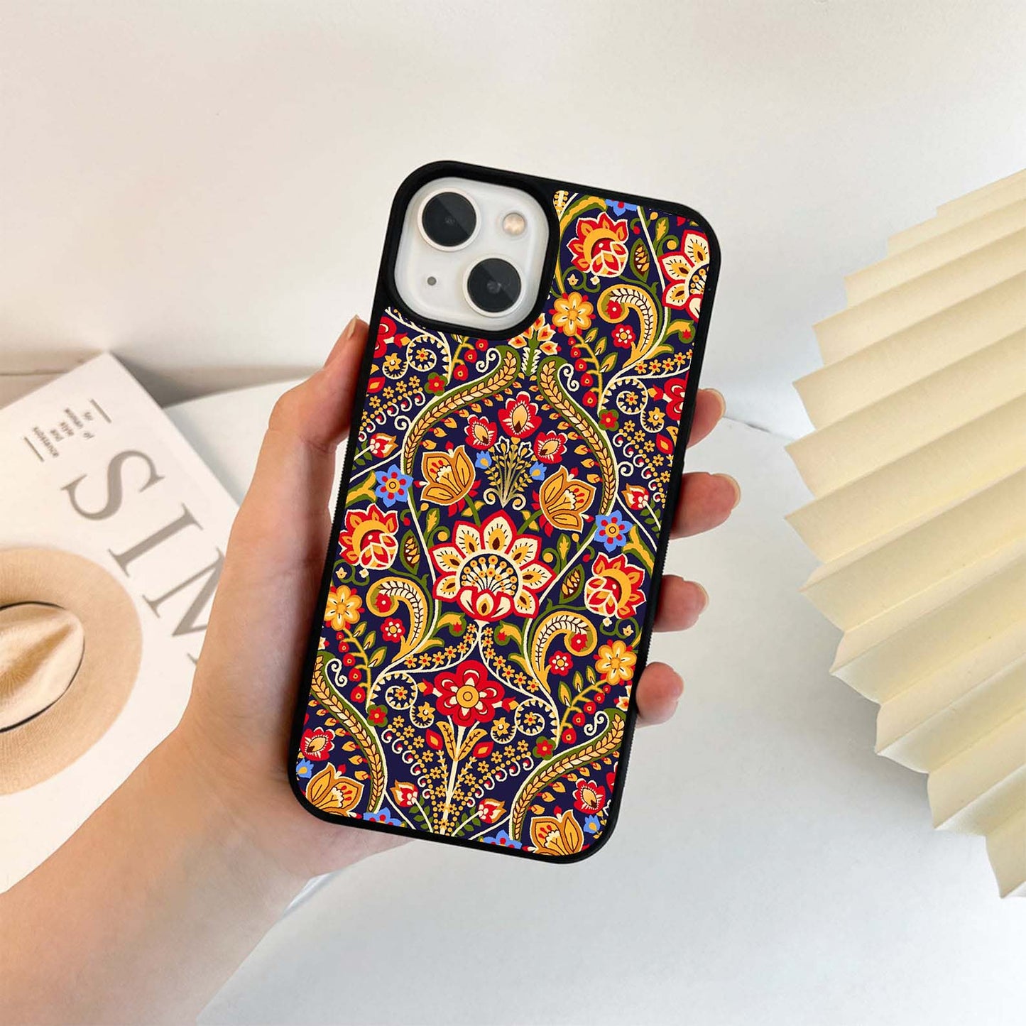 Midnight Floral Tapestry Glass Case