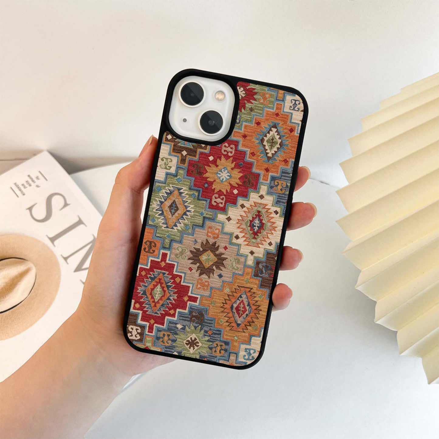 Colorful Rug Pattern Glass Case