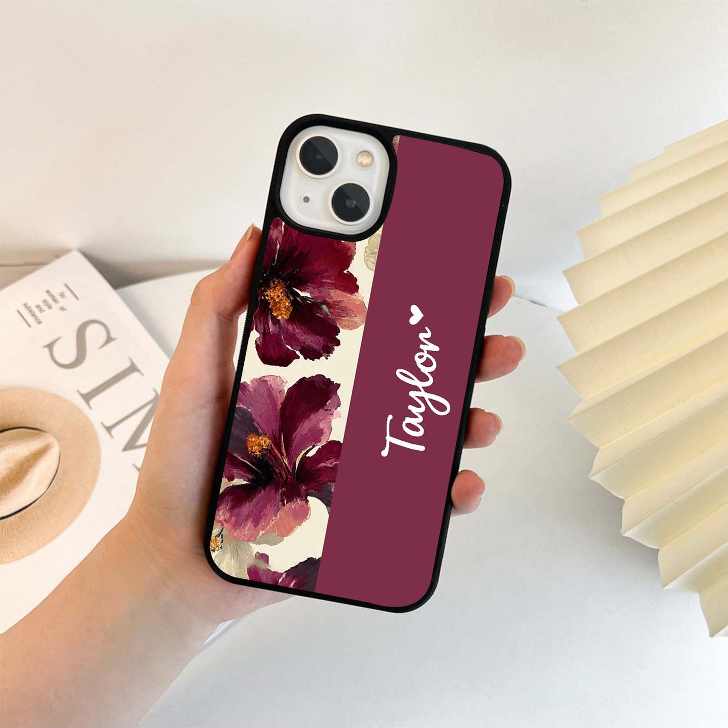 Custom Name Velvet Petal Dream Glass Case