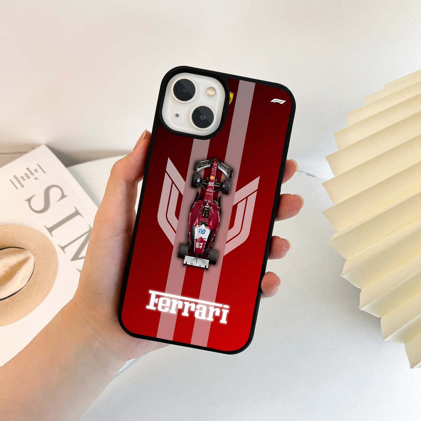 Red Ferrari F1 Vertical Glass Case