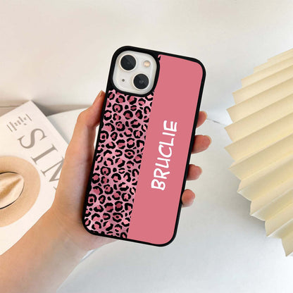 Pink Leopard Custom Name Glass Case