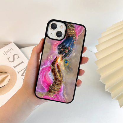 Radha Krishna Peacock Touch Glass Case