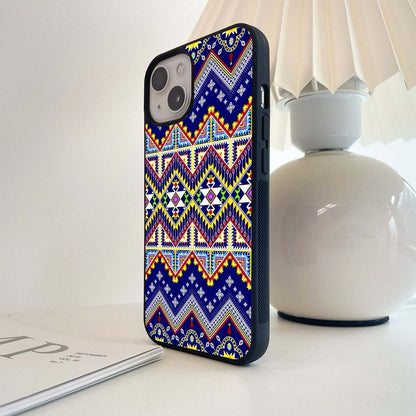 Blue Colorful Pattern Glass Case