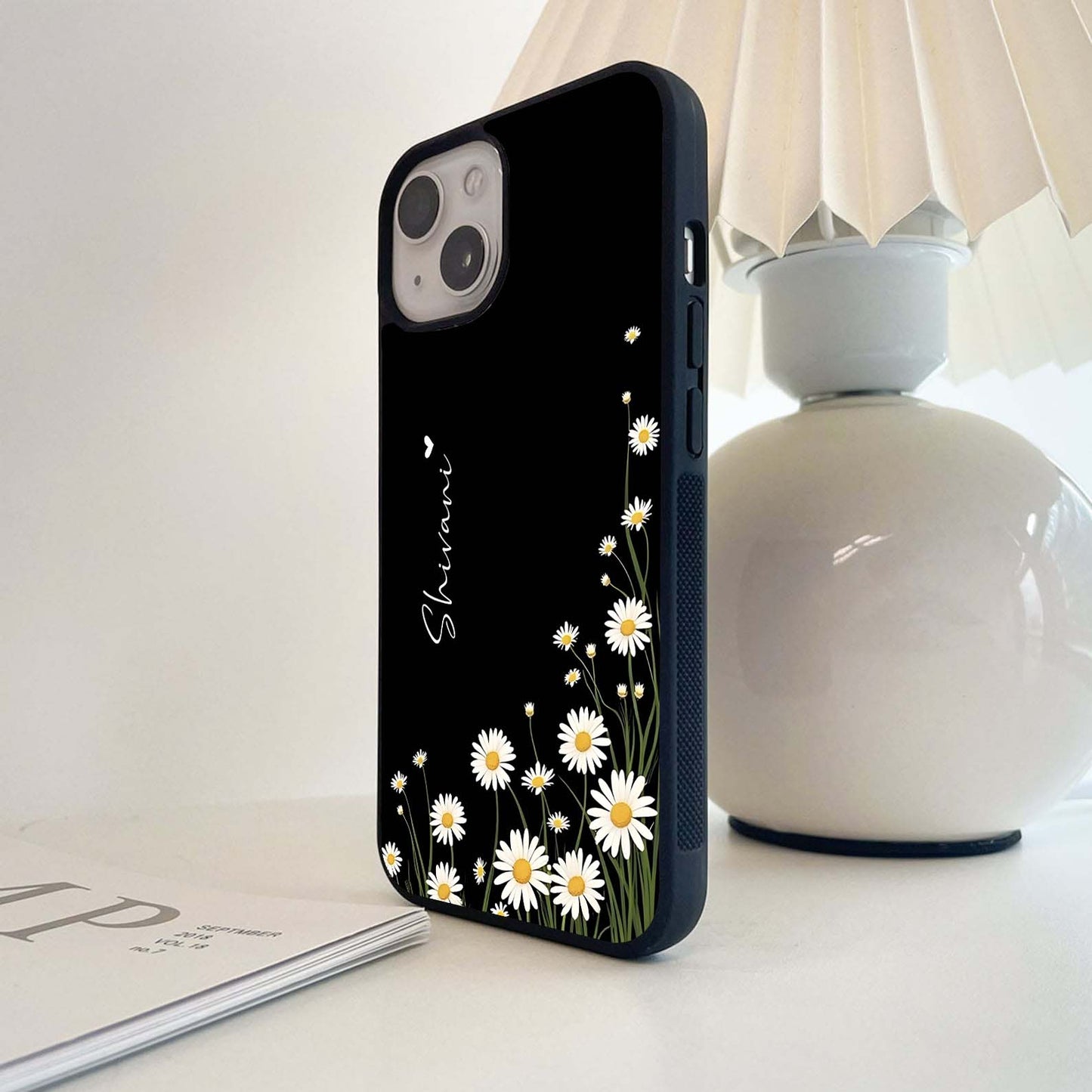 Daisy Cascade Custom Name Glass Case