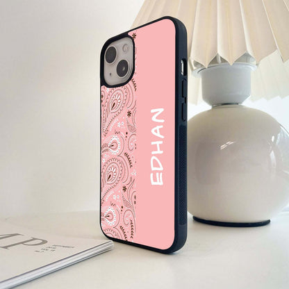 Custom Name Pink Link Art Glass Case